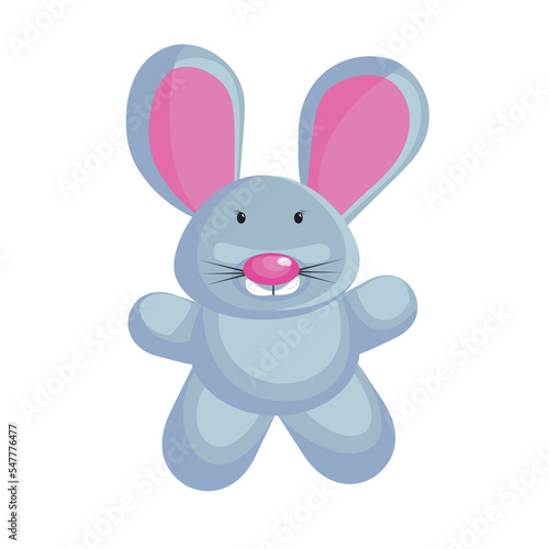 Gray rabbit. Color illustration of an animal on a white background. Vector.