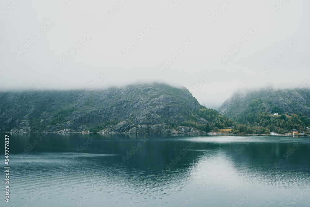 Fjord in Norway on a moody autumn day