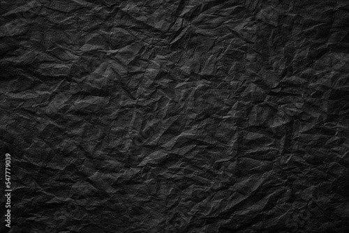 black paper background, crumpled template texture for inserting text