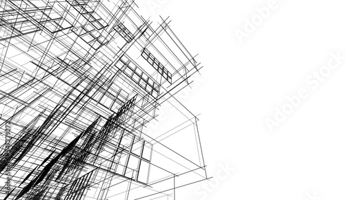 Modern architecture design 3d illustration 