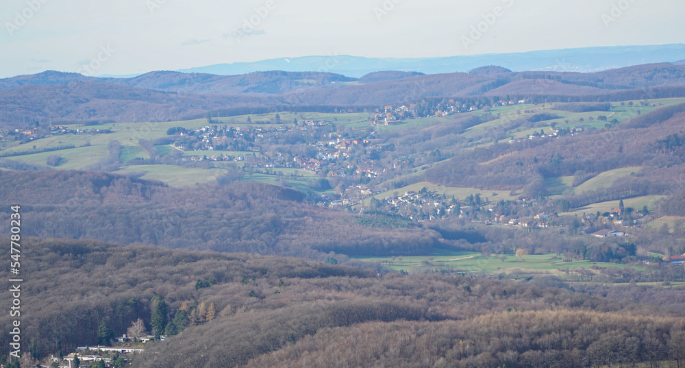 Obraz premium Aerial view of Breitenfurt. Small village in lower austria. 