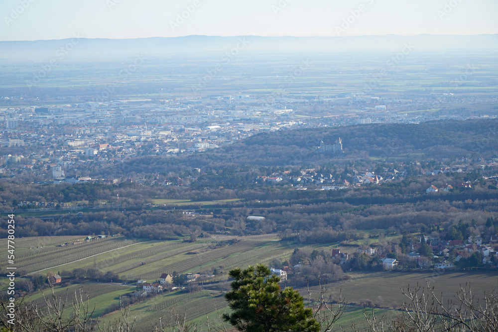 View to Perchtoldsdorf and Mödling in lower austria. aerial view.