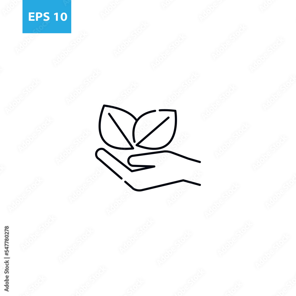 Ecology leaf in hand icon Vector illustration Ecology leaf in hand icon Vector illustration