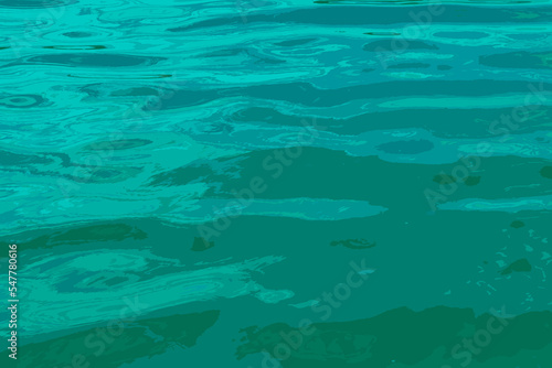 Illustration of water ripple texture background. Wavy water surface during sunset, golden light reflecting in the water. © Nataliia