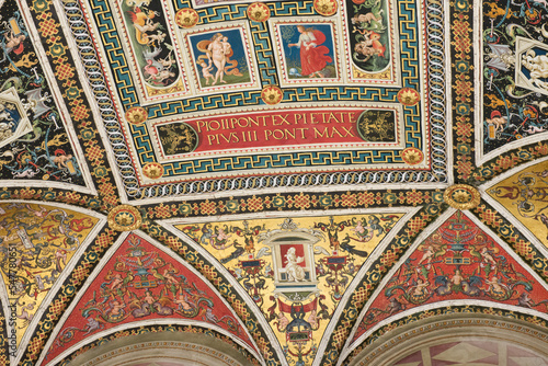 Interior details of the cathedral in Siena, Italy.