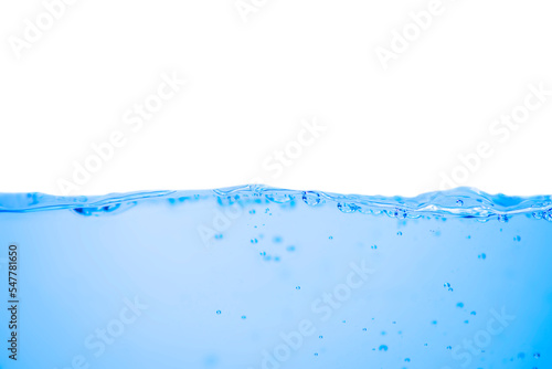 Water wave with bubbles on a white