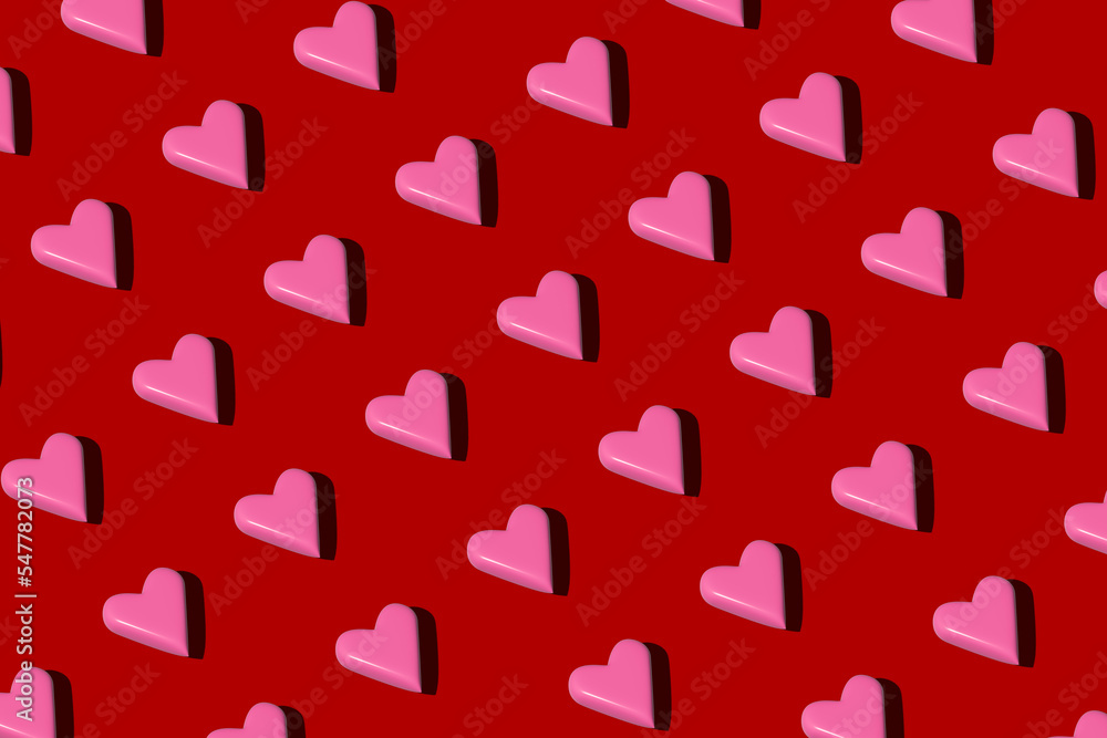 3d heart pattern isometric red background 3d heart pattern isometric red background