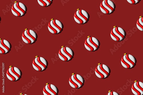 christmas ball on red background 