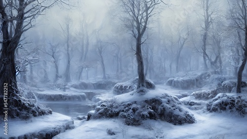 A fairy-tale winter forest