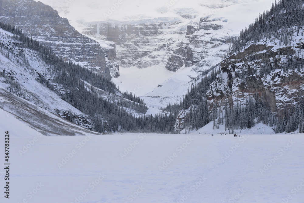 Beautiful winter views of iconic Lake Louise in Banff National Park in ...