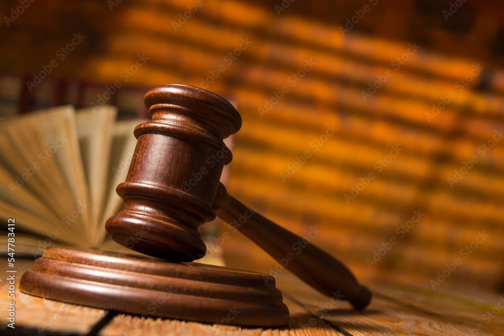 Law and justice concept. Mallet gavel of the judge, scales of justice, books. Copy space for text Law and justice concept. Mallet gavel of the judge, scales of justice, books. Copy space for text