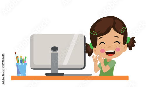 cute little boy at computer