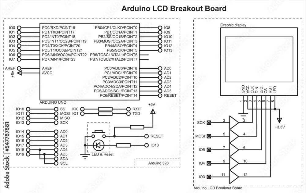 Vector schematic diagram of an electronic device on the arduino