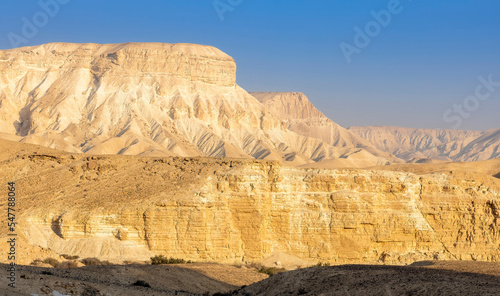 Incredible golden  desert mountains of tzin river. desert in Israel © luciano
