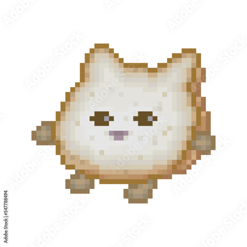 cat shaped bread, pixel art meme
