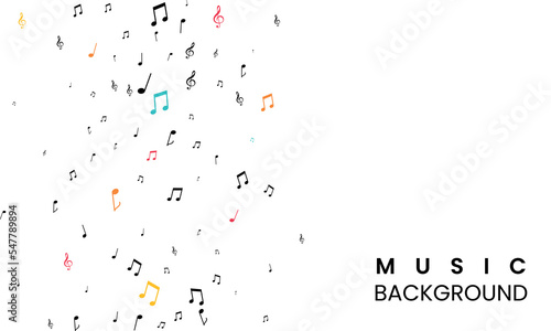 musical notes background with simple color, colorful music notes illustration