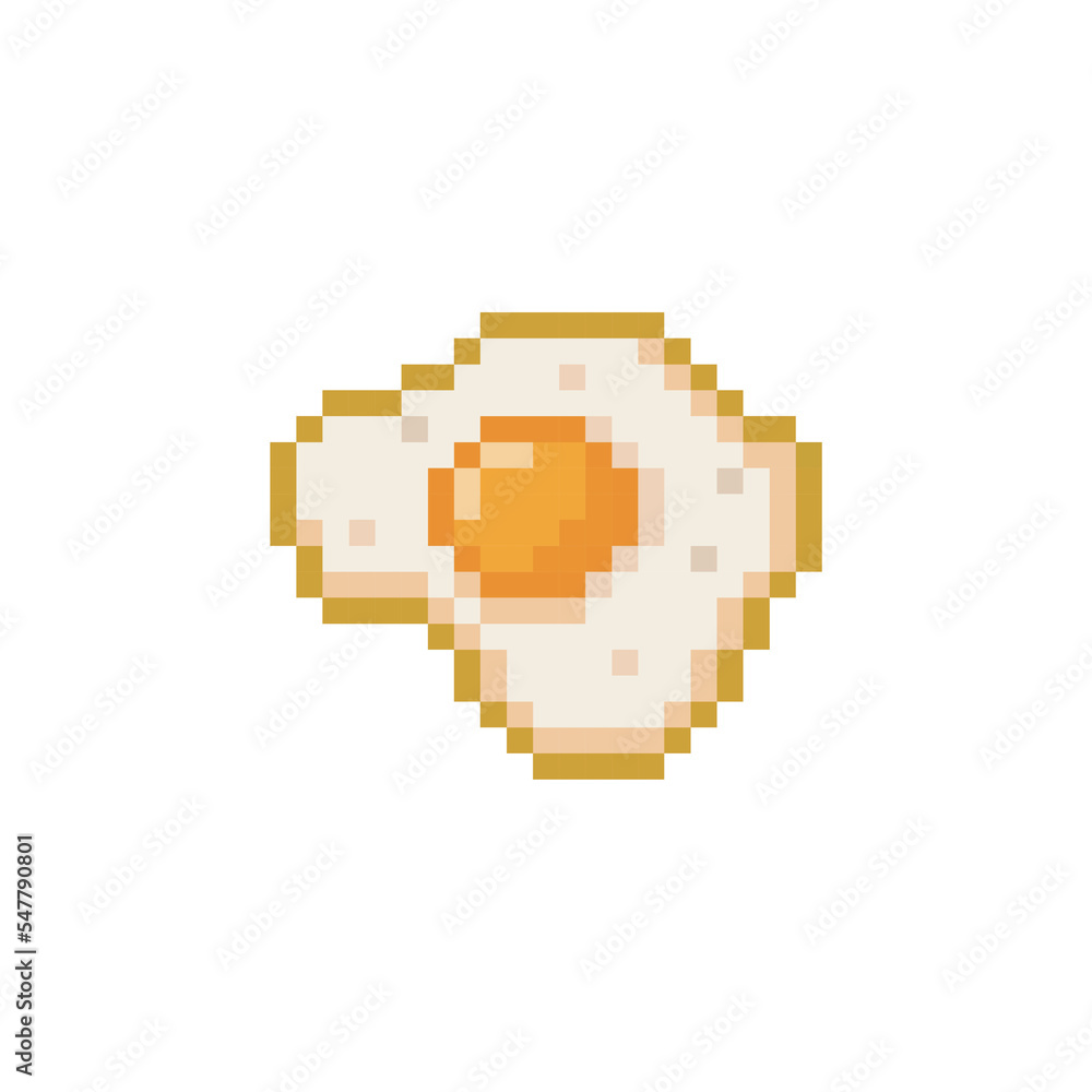 Obraz premium Fried egg icon, pixel art food