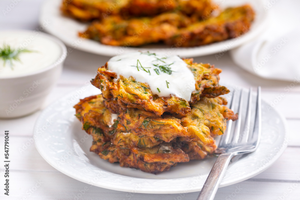 Mucver, Turkish traditional food. (Turkish cuisine) Homemade Food with Zucchini. Mucver, Turkish traditional food. (Turkish cuisine) Homemade Food with Zucchini.