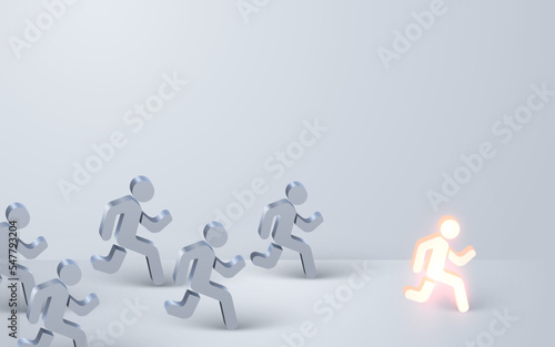Group of people running. Leadership and success concept.