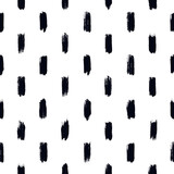 Grunge style seamless pattern. Repeated dash line motif. Modern minimal geometric surface print. Freehand brush texture