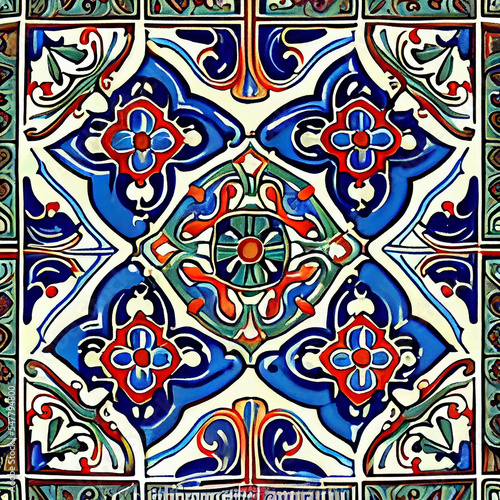 hand painted historic Tunisia ceramic tiles