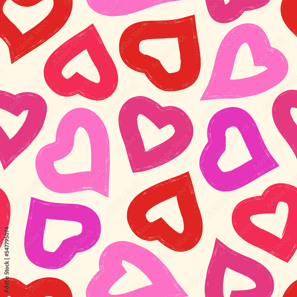 Romantic seamless pattern. Happy Valentine's day, wedding, sweet love concept background. Freehand hearts surface print Romantic seamless pattern. Happy Valentine's day, wedding, sweet love concept background. Freehand hearts surface print