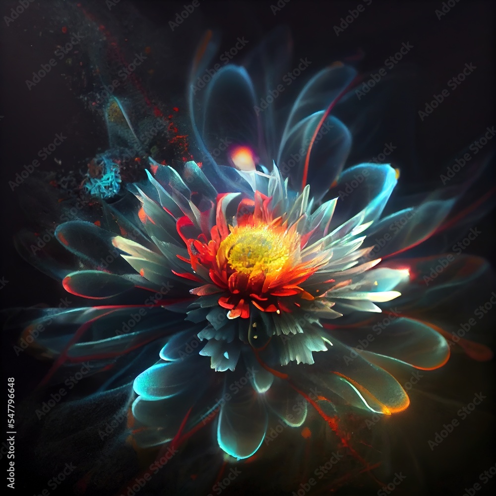 Beautiful abstract fractal flower, ai generated illustration Beautiful abstract fractal flower, ai generated illustration