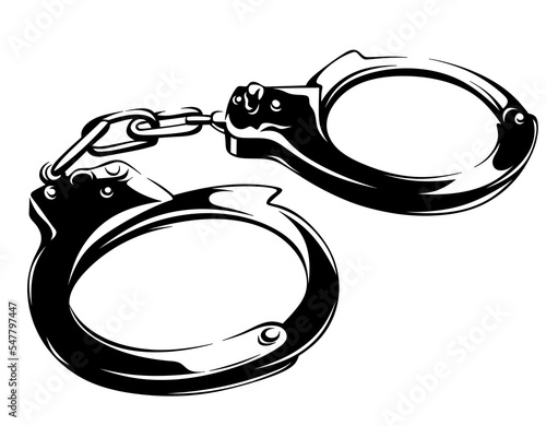 Isolated police handcuffs Fototapet