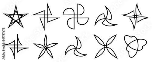 Set of ten simple decorative elements for your logo or emblem