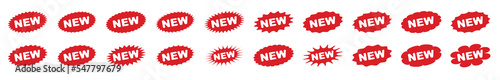 Set of twenty New red product badges, flat icon for your design, apps and websites