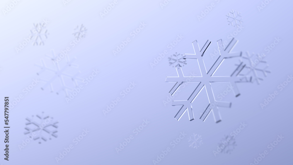 Snowflakes in blur. Snowflakes winter concept. 3D render.
