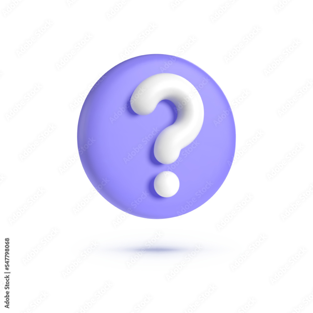 Question mark 3D icon on white background. Realistic 3d purple question mark vector illustration. Business icon, symbol for business. businessman icon. Vector illustration Question mark 3D icon on white background. Realistic 3d purple question mark vector illustration. Business icon, symbol for business. businessman icon. Vector illustration