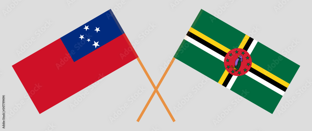 Crossed flags of Samoa and Dominica. Official colors. Correct proportion Crossed flags of Samoa and Dominica. Official colors. Correct proportion
