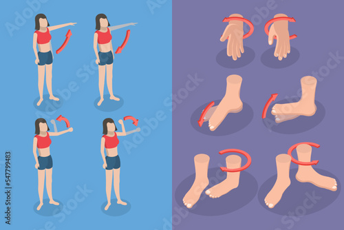 Foto 3D Isometric Flat Vector Conceptual Illustration of Muscular Motion, Abduction a