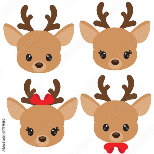 set of funny reindeer