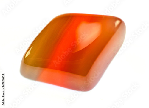 close up on red agate isolated on white background