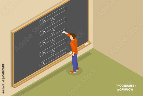 3D Isometric Flat Vector Conceptual Illustration of Task Checklist, Project Workflow or Lifecycle