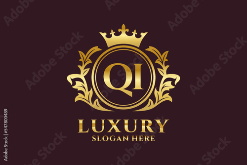 Initial QI Letter Royal Luxury Logo template in vector art for luxurious branding projects and other vector illustration.