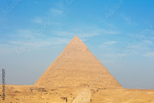 Famous Egyptian Pyramids of Giza. Landscape in Egypt. Pyramid in desert. Africa. Wonder of the World.
