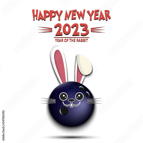 Happy New year. Bowling ball in the form of rabbit
