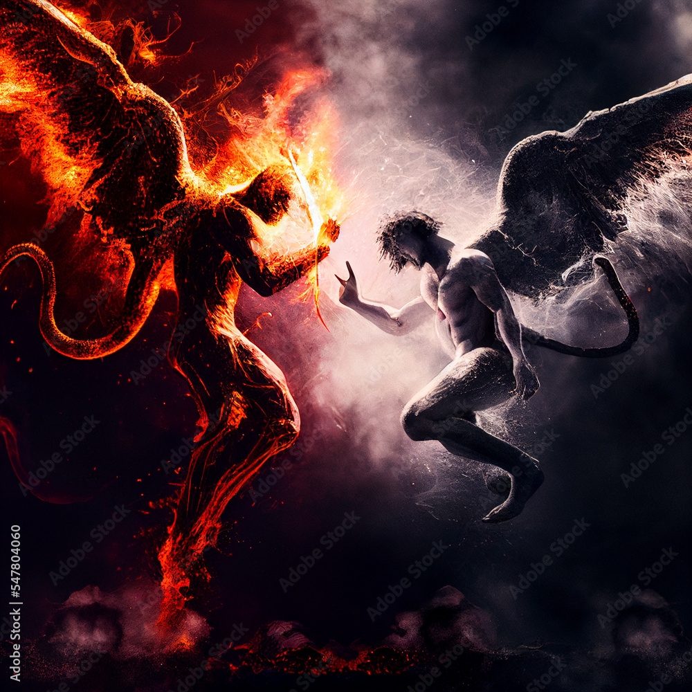 good vs evil, demon vs angel Stock Illustration | Adobe Stock