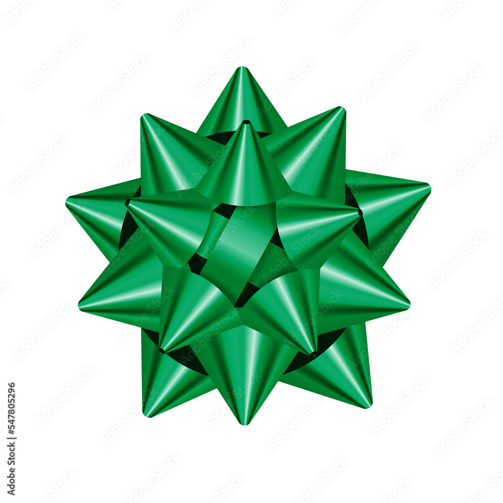 Obraz premium Green bow from ribbon Christmas and happy new year symbol