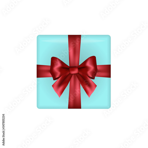 Festive Birthday and Christmas gift box with bow and ribbon