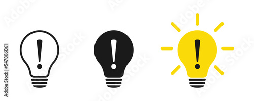 Set of information light bulb icons, idea and answer. Success concept. Lamp. Web design.