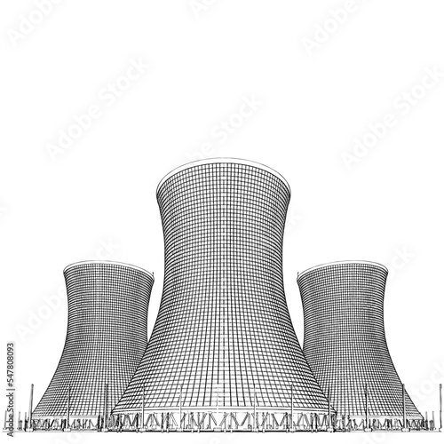 Nuclear Power Plant Vector. Illustration Isolated On White Background. A vector illustration Of A Nuclear Plant.