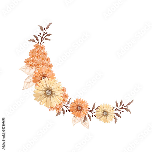 Orange Watercolor Flower Arrangement