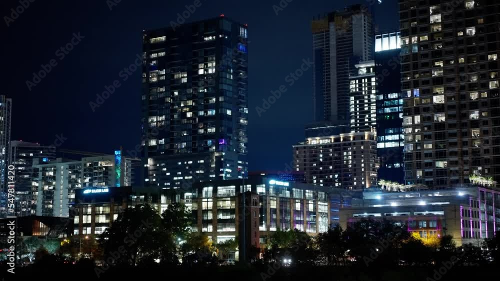 The modern office buildings of Austin at night - travel photography The modern office buildings of Austin at night - travel photography