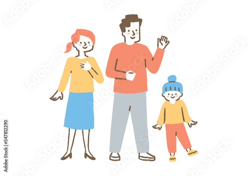 楽しそうな3人家族_色