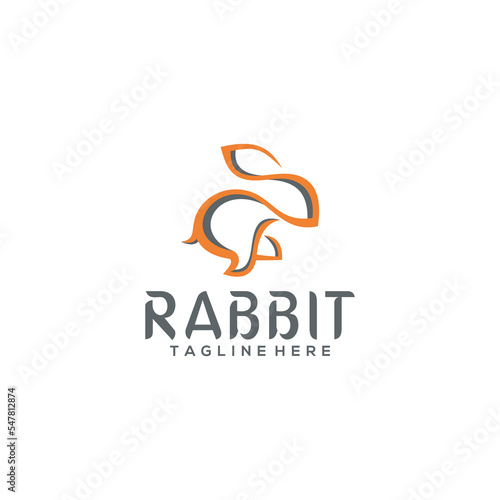 Creative rabbit line art logo design
