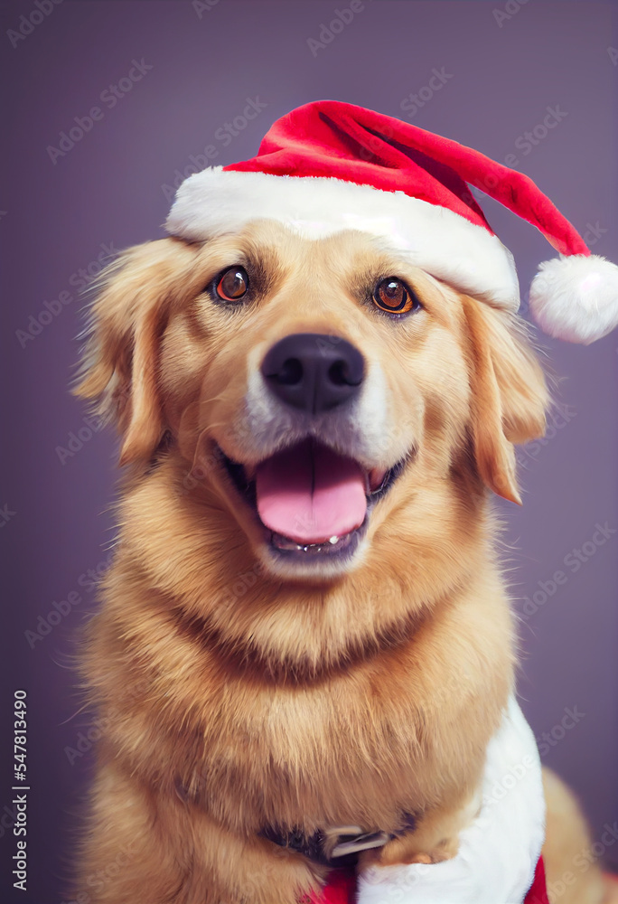 Beautiful Dog, Golden Retriever, Portrait, Illustration, Concept Art, Art Decoration, Christmas theme Beautiful Dog, Golden Retriever, Portrait, Illustration, Concept Art, Art Decoration, Christmas theme